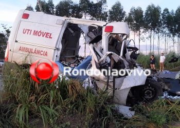 URGENTE: Quatro pessoas morrem após acidente entre ambulância e carreta de soja na BR-364