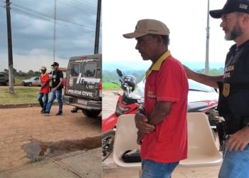Homem detido por policiais civis em Mirante da Serra; imagem reproduzida do Correio Central.