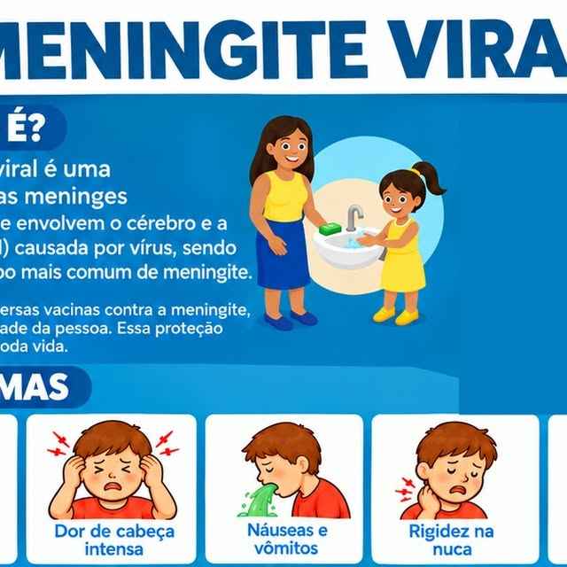 Arte oficial da Prefeitura de Urupá com orientações sobre meningite viral